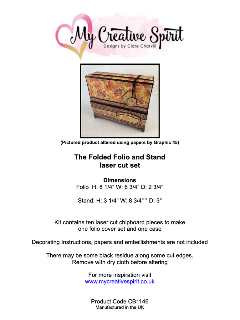 Folded Folio and Stand Laser Cut Set, Tape and PDF Tutorial Bundle