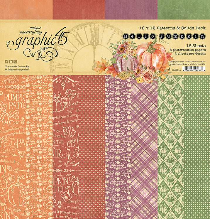 Hello Pumpkin 12 x 12 Patterns and Solids Pad Graphic 45