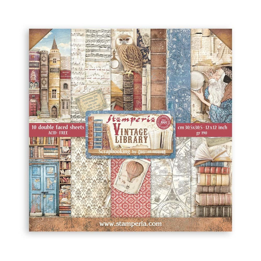 Vintage Library 12 x 12 Paper Pad Stamperia