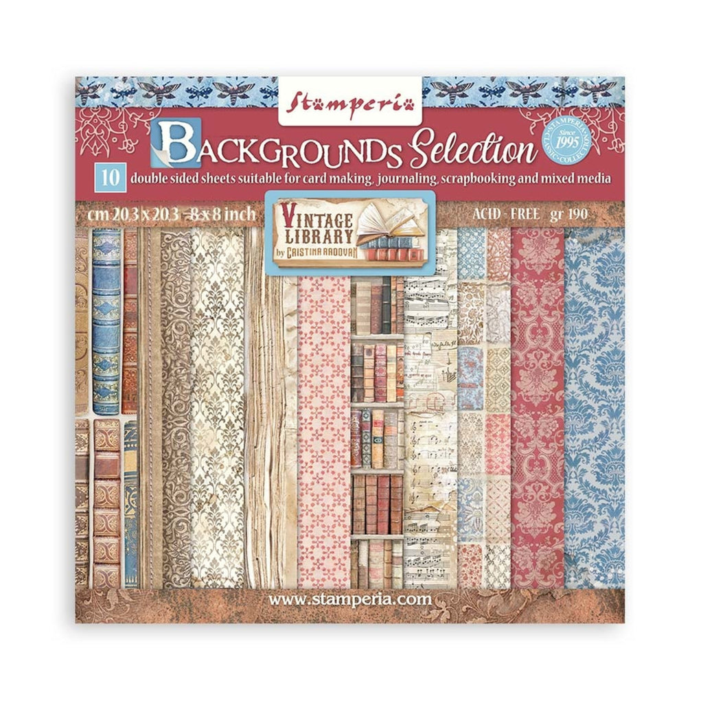 Vintage Library 8 x 8 Backgrounds Pad Stamperia
