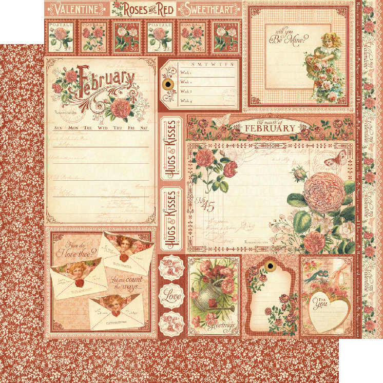 Time To Flourish February Cut Apart 12 x 12 sheet