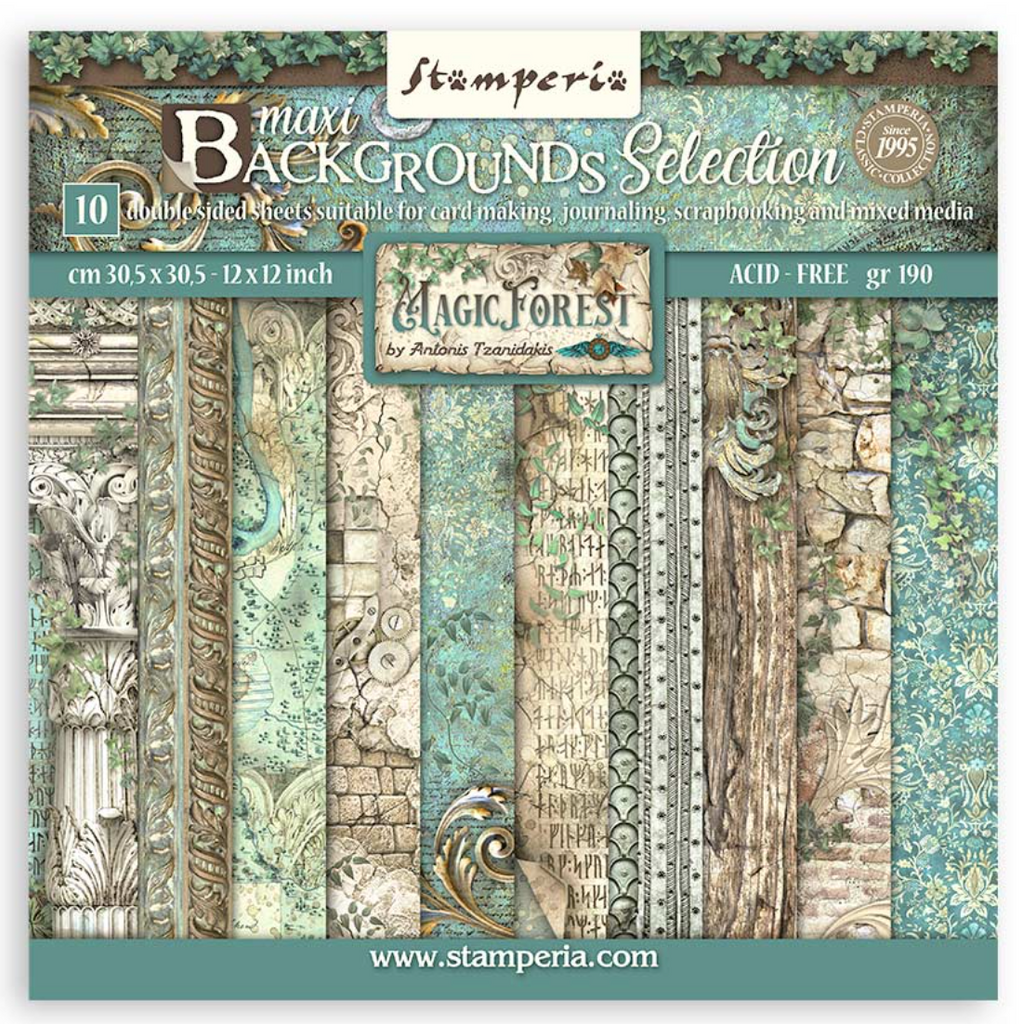 Magic Forest 12 x 12, 12 x 12 Backgrounds and Die Cut Bundle Stamperia