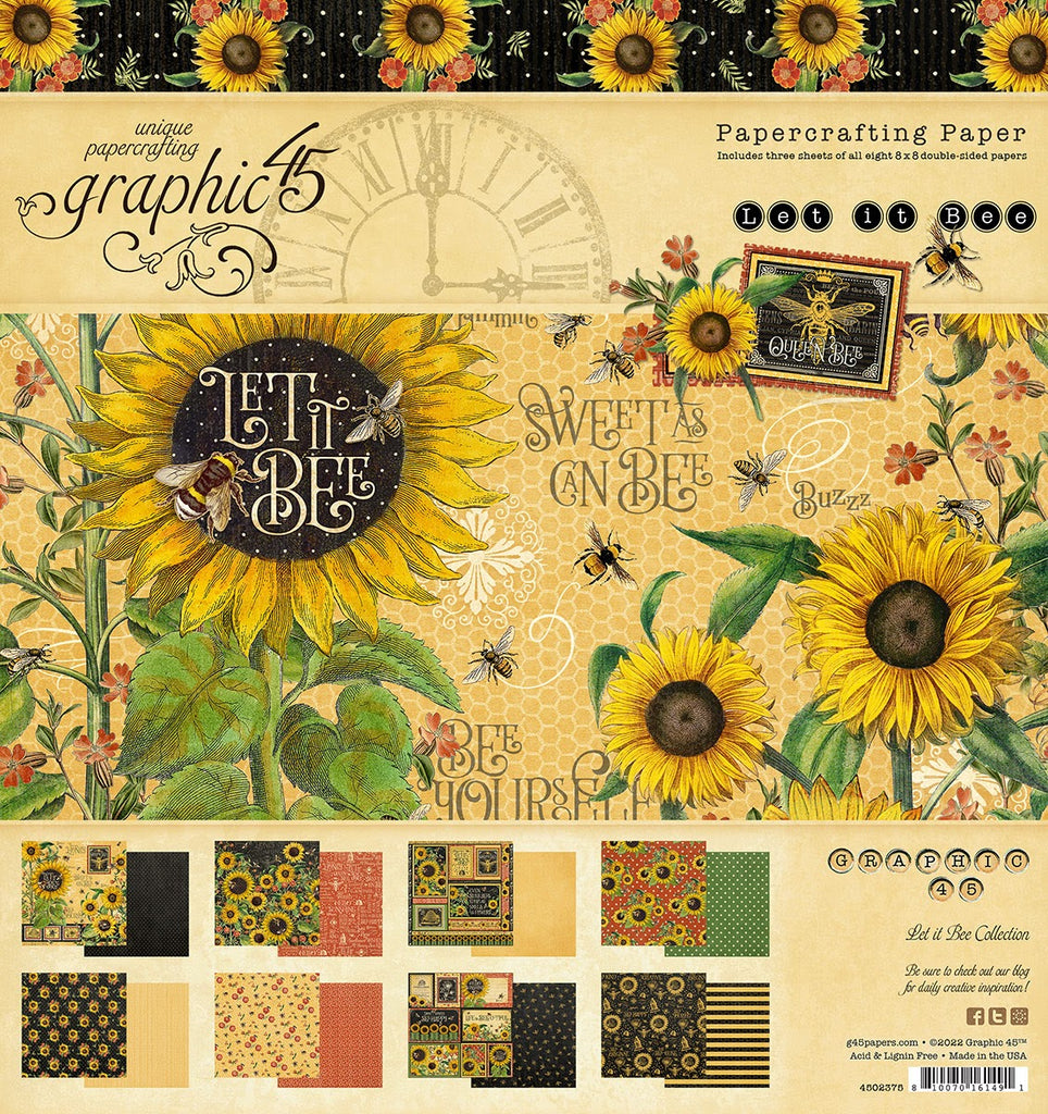 Let it Bee 8 x 8 Paper Pad - Graphic 45