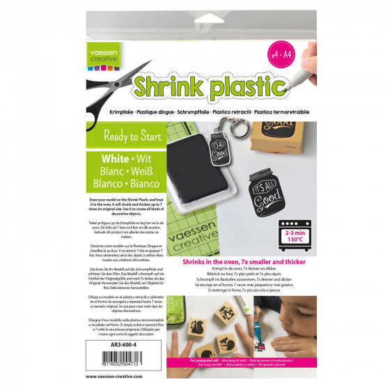Shrink Plastic A4 White (4 pack) Vaessen Creative