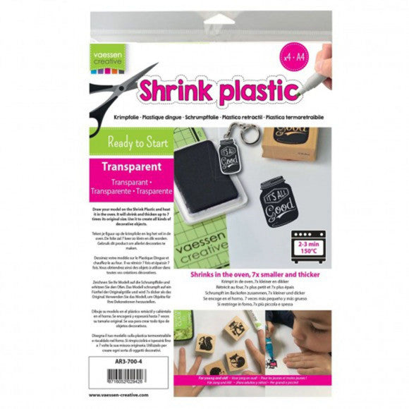 Shrink Plastic A4 Clear (4 pack) Vaessen Creative