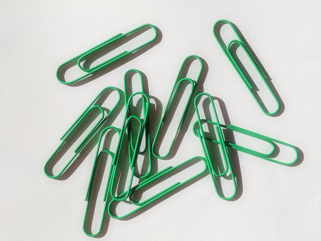 Green Paper Clips - 50mm - Pack of 10