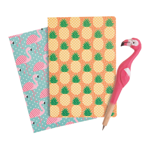 A5 Notebook - Flamingo and Pineapple - Pack of 2 - Sass and Belle