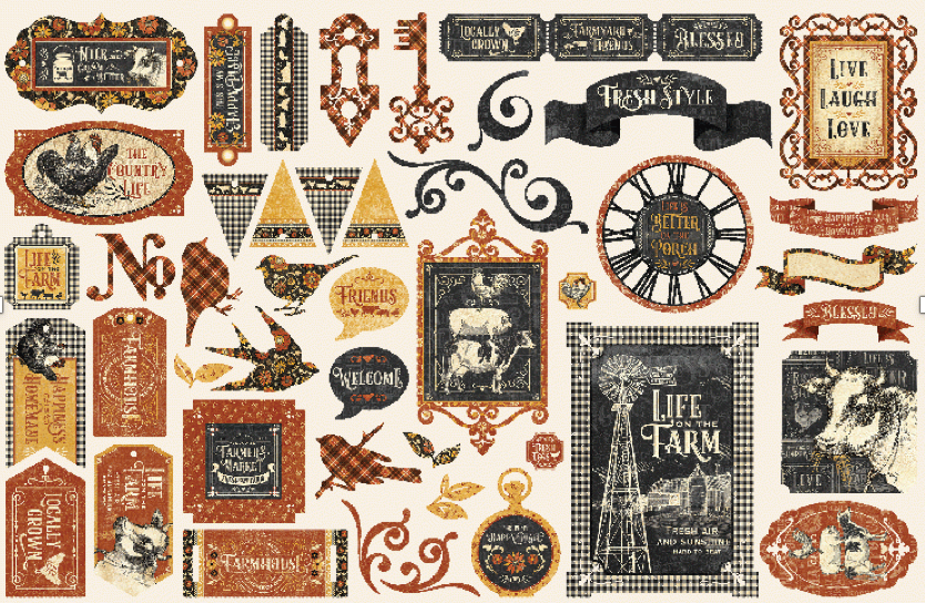 Graphic 45 Farmhouse Die Cut Assortment