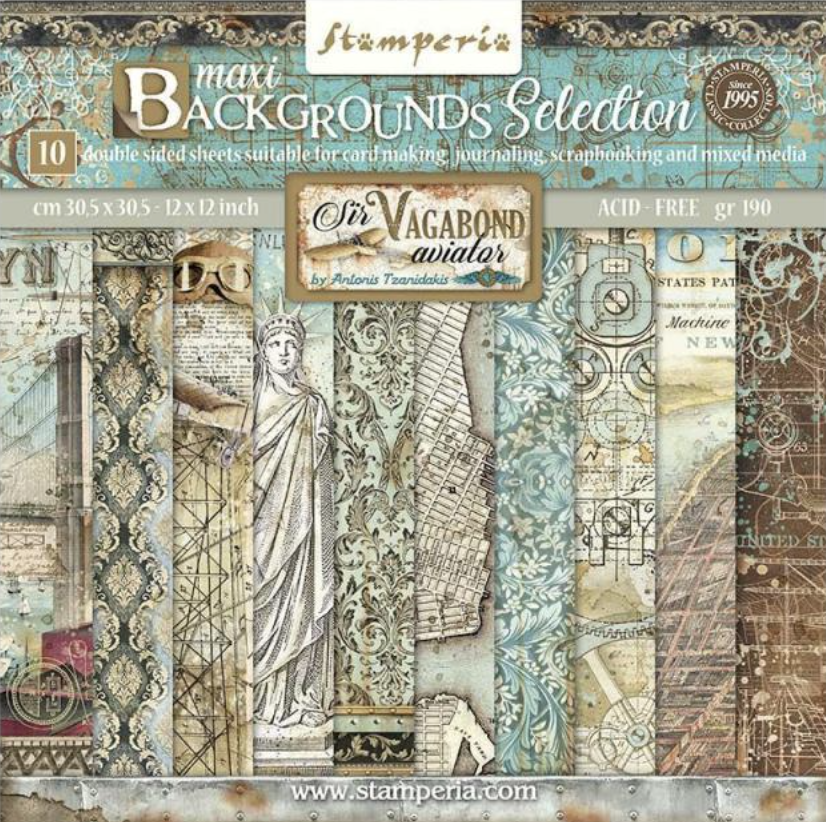 Sir Vagabond Aviator Backgrounds 12 x 12 Stamperia