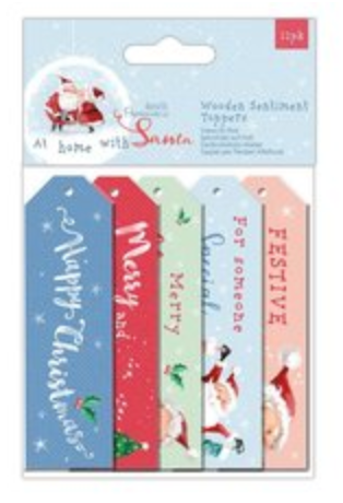 At Home with Santa Wooden Sentiment Toppers - Papermania