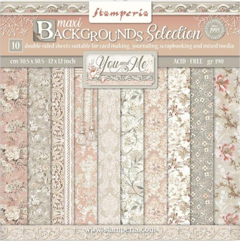 Stamperia Rose Parfum 12 x 12 Backgrounds Selection Paper Pad