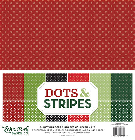 Christmas Dots & Stripes 12 x 12 Inch Collection Kit Echo Park
