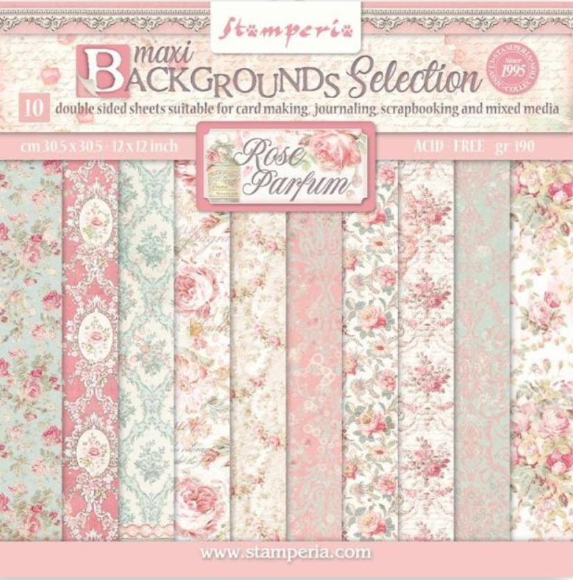 Rose Parfum 12 x 12 Backgrounds Pad Stamperia