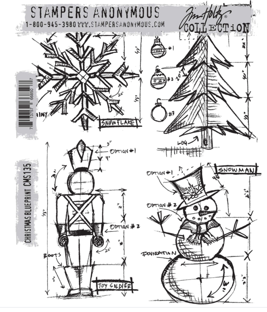 Christmas Blueprint Stamp Set CMS135 Tim Holtz