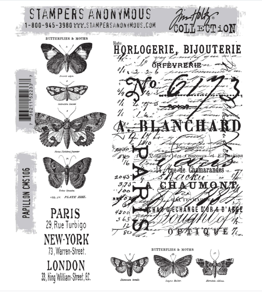 Papillon Cling Stamp CMS106 Tim Holtz